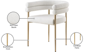 Brielle Iron Contemporary Cream Fabric Dining Chair - 25.5" W x 22" D x 28" H