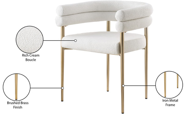 Brielle Iron Contemporary Cream Fabric Dining Chair - 25.5" W x 22" D x 28" H