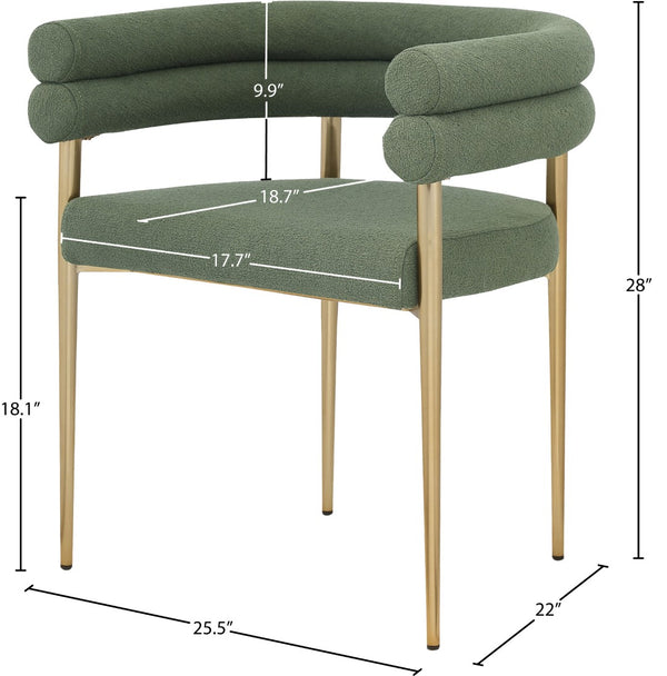 Brielle Iron Contemporary Green Fabric Dining Chair - 25.5" W x 22" D x 28" H