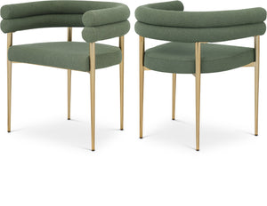 Brielle Iron Contemporary Green Fabric Dining Chair - 25.5" W x 22" D x 28" H