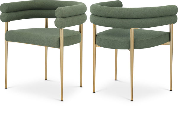 Brielle Iron Contemporary Green Fabric Dining Chair - 25.5" W x 22" D x 28" H