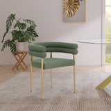 Brielle Iron Contemporary Green Fabric Dining Chair - 25.5" W x 22" D x 28" H