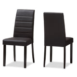 Lorelle Modern and Contemporary Brown Faux Leather Upholstered Dining Chair (Set of 2)