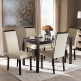 Baxton Studio Daveney Modern and Contemporary Cream Faux Leather Upholstered 5-Piece Dining Set