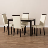 Baxton Studio Daveney Modern and Contemporary Cream Faux Leather Upholstered 5-Piece Dining Set