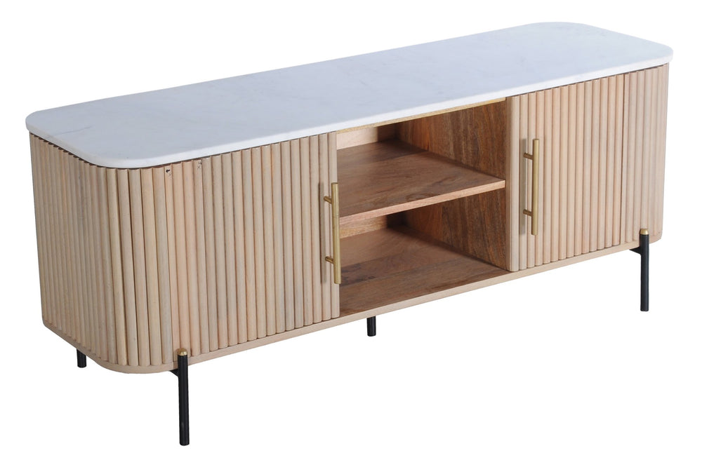 VIG Furniture Modrest - Cambridge White Marble & Mango TV Stand VGEDRID118002-TV
