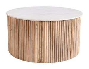 VIG Furniture Modrest - Cambridge White Marble & Mango Round Coffee Table VGEDRID108008-CT