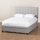 Baxton Studio Tibault Modern and Contemporary Grey Fabric Upholstered Queen Size Storage Bed