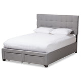 Tibault Modern and Contemporary Grey Fabric Upholstered Queen Size Storage Bed