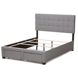 Baxton Studio Tibault Modern and Contemporary Grey Fabric Upholstered Queen Size Storage Bed