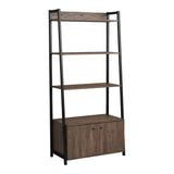 Jacksonville Contemporary Bookcase with 2-door Cabinet Aged Walnut