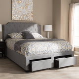 Baxton Studio Aubrianne Modern and Contemporary Grey Fabric Upholstered Queen Storage Bed