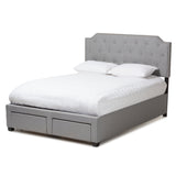 Aubrianne Modern and Contemporary Grey Fabric Upholstered Queen Storage Bed