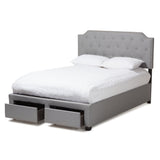 Baxton Studio Aubrianne Modern and Contemporary Grey Fabric Upholstered Queen Storage Bed