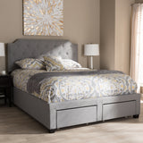 Baxton Studio Aubrianne Modern and Contemporary Grey Fabric Upholstered Queen Storage Bed