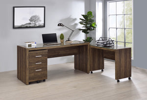Luetta Country Rustic 3-piece Office Desk Set Aged Walnut