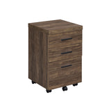 Luetta Country Rustic 3-drawer Mobile Storage Cabinet with Casters Aged Walnut