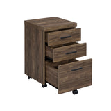 Luetta Country Rustic 3-drawer Mobile Storage Cabinet with Casters Aged Walnut