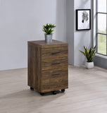 Luetta Country Rustic 3-drawer Mobile Storage Cabinet with Casters Aged Walnut