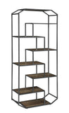 Casual 6-shelf Bookcase Rustic Brown and Dark Grey