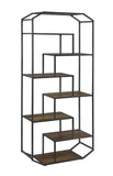 Casual 6-shelf Bookcase Rustic Brown and Dark Grey