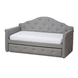 Emilie Modern and Contemporary Grey Fabric Upholstered Daybed with Trundle