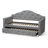 Baxton Studio Emilie Modern and Contemporary Grey Fabric Upholstered Daybed with Trundle