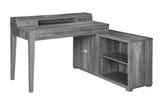 Jamara Country Rustic L-shape Office Desk with Power Outlet Weathered Grey