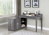 Jamara Country Rustic L-shape Office Desk with Power Outlet Weathered Grey