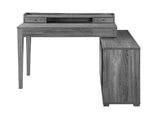 Jamara Country Rustic L-shape Office Desk with Power Outlet Weathered Grey