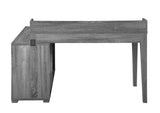 Jamara Country Rustic L-shape Office Desk with Power Outlet Weathered Grey