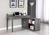 Jamara Country Rustic L-shape Office Desk with Power Outlet Weathered Grey