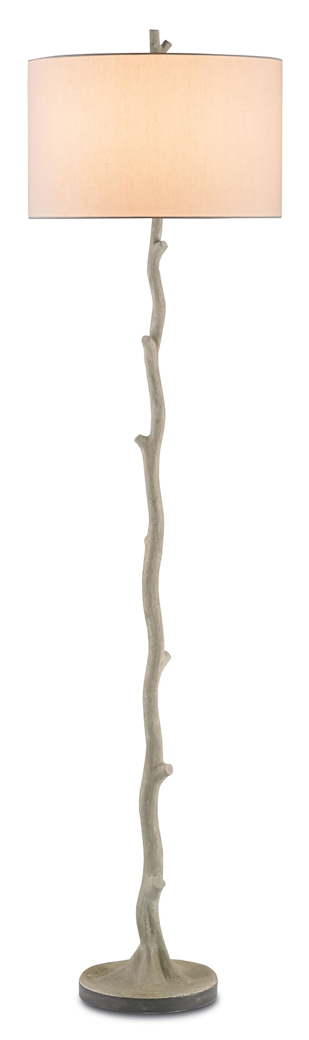 Beaujon Floor Lamp - Elegant Faux Bois Design, Concrete Base, Off-White Shade, 3-Way Switch, 70" Tall