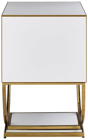 Alyssa Stainless Steel Contemporary  Side Table - 28" W x 18" D x 28" H