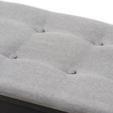 Baxton Studio Modern and Contemporary Espresso Finished Grey Fabric Upholstered Cushioned Entryway Bench