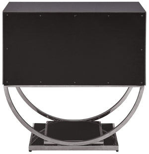 Alyssa Engineered Wood / Stainless Steel Contemporary  Side Table - 28" W x 18" D x 28" H