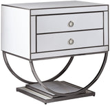 Alyssa Engineered Wood / Stainless Steel Contemporary  Side Table - 28" W x 18" D x 28" H