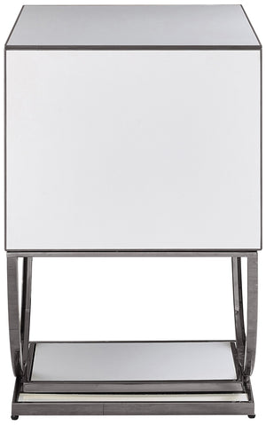 Alyssa Engineered Wood / Stainless Steel Contemporary  Side Table - 28" W x 18" D x 28" H