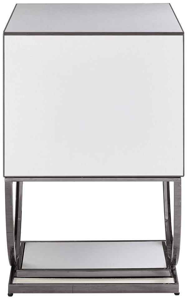 Alyssa Engineered Wood / Stainless Steel Contemporary  Side Table - 28" W x 18" D x 28" H