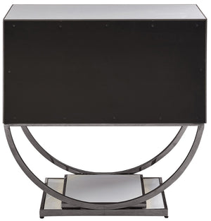 Alyssa Engineered Wood / Stainless Steel Contemporary  Side Table - 28" W x 18" D x 28" H