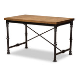 Verdin Vintage Rustic Industrial Style Wood and Dark Bronze-finished Criss Cross Desk