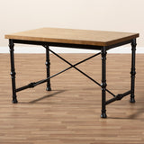 Baxton Studio Verdin Vintage Rustic Industrial Style Wood and Dark Bronze-finished Criss Cross Desk