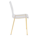 Chloe Side Chair in Clear Acrylic with Matte Brushed Gold Legs - Set of 2