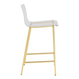 Chloe Counter Stool in Clear Acrylic with Matte Brushed Gold Legs - Set of 2