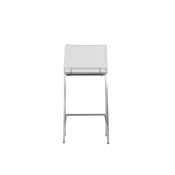 Chloe Counter Stool in Clear Acrylic with Brushed Aluminum Legs - Set of 2