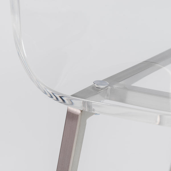 Chloe Counter Stool in Clear Acrylic with Brushed Aluminum Legs - Set of 2