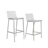 Chloe Counter Stool in Clear Acrylic with Brushed Aluminum Legs - Set of 2
