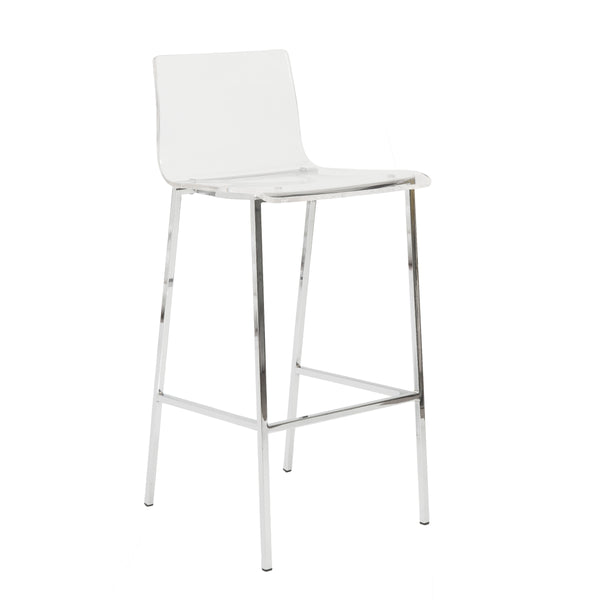 Chloe Bar Stool in Clear with Chrome Legs - Set of 2