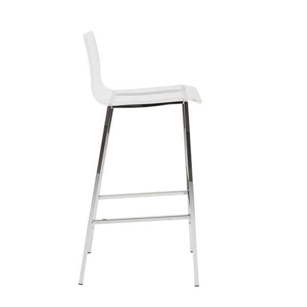 Chloe Bar Stool in Clear with Chrome Legs - Set of 2
