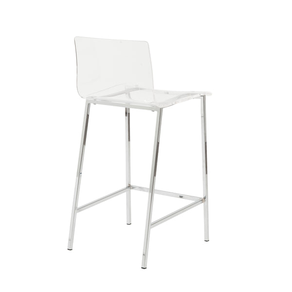 Chloe Bar Stool in Clear with Chrome Legs - Set of 2